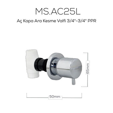 Creavit Aç Kapa Ara Kesme Valfi 3/4"-3/4" PPR - AC25L