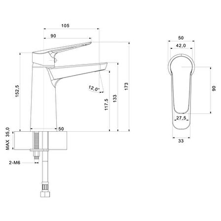 Creavit Bevel Lavabo Bataryası - BV1500