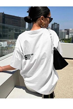 malkoçbey cherısh tıme baskılı overisze unisex basic t-şhirt
