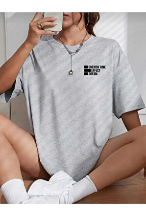 malkoçbey cherısh tıme baskılı overisze unisex basic t-şhirt