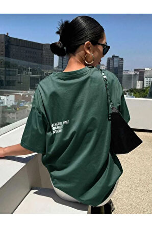 malkoçbey cherısh tıme baskılı overisze unisex basic t-şhirt
