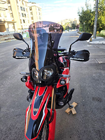 MOTOCAM Honda CRF 250 Rally Siperlik Ön Cam 2017-2025 Model 56cm Siyah Renkli 4mm