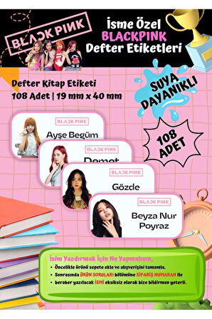 Blackpink Etiketi Defter Etiketi Kitap Etiketi Kişiye Özel Suya Dayanıklı İsim Yazılabilien