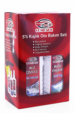 COMRADE Kışlık Oto Araç Bakım Seti 5li  Buğu Önleyici Yağmur Kaydrıcı Buz Çözücü Sprey Buz Kazyıcı