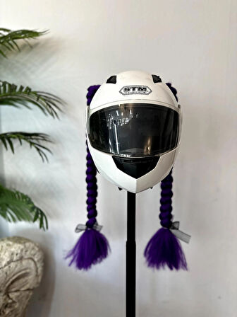 Motor & Motosiklet Çift Mor Örgü Saç Kask Dış Aksesuarı