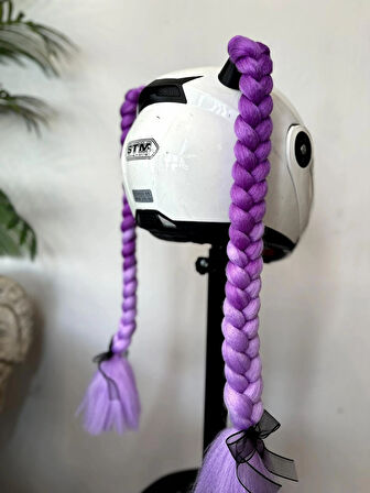 Motor & Motosiklet Lila Ombreli Çift Örgü Saç Kask Dış Aksesuar
