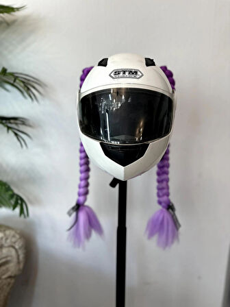 Motor & Motosiklet Lila Ombreli Çift Örgü Saç Kask Dış Aksesuar