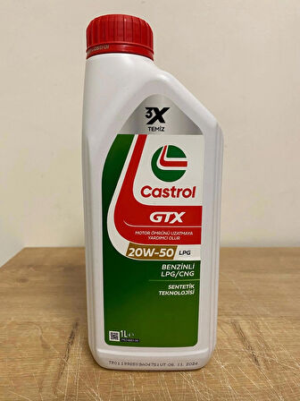 Castrol GTX 20W-50 1Litre Sentetik Motor Yağı (11/2024 Üretim)