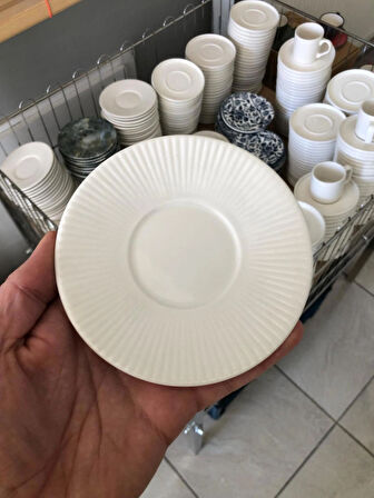 SARE Çay Ve Fincan Tabağı Çizgili Beyaz (6'LI)