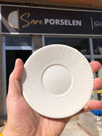 SARE Çay Ve Fincan Tabağı Çizgili Beyaz (6'LI)