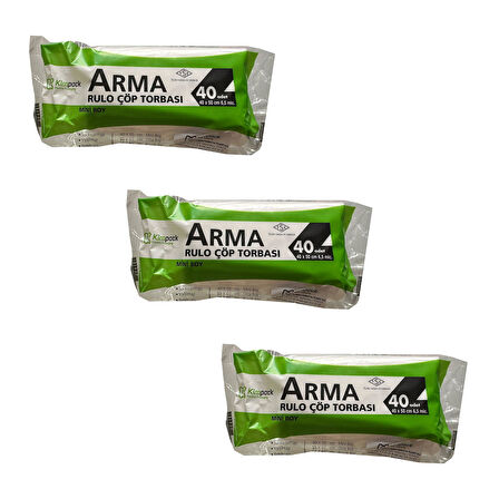 Arma Kimpack Beyaz Mini Boy 40 x 50 Cm. - 20 Litre Çöp Torbası Poşeti - 40 Adetlik 3 Rulo