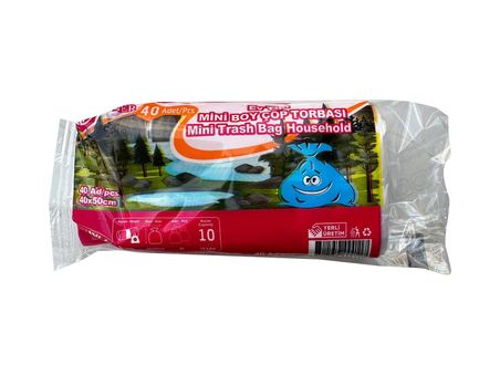 Yener Mini Küçük Boy Çöp Torbası Poşeti - 2 Kat - Beyaz - 10 Litre - 40x50 Cm. - 40 Adetlik 3 Rulo