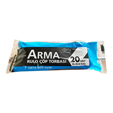 Arma Siyah Orta Boy 55 x 60 Cm. - 30 Litre Çöp Torbası Poşeti - 20 Adetlik 5 Rulo