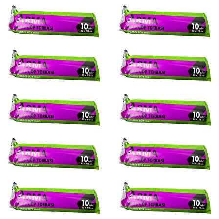 Arma Jumbo Boy 90 Lt. Mavi Çöp Torbası Poşeti - 80 x 110 Cm / 10 Adetlik 10 Rulo