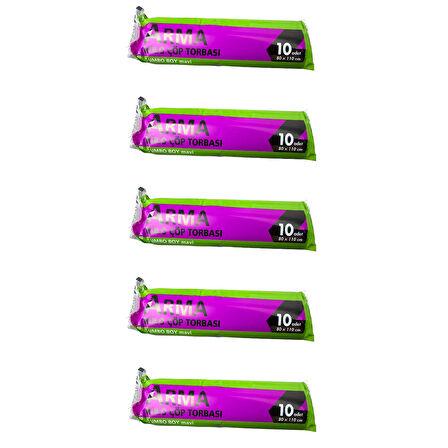 Arma Jumbo Boy 90 Lt. Mavi Çöp Torbası Poşeti - 80 x 110 Cm / 10 Adetlik 5 Rulo