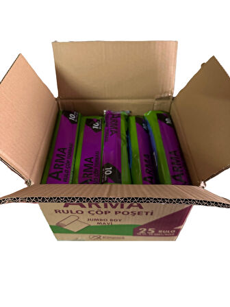 Arma Jumbo Boy 90 Lt. Mavi Çöp Torbası Poşeti - 80 x 110 Cm / 10 Adetlik 25 Rulo / Koli