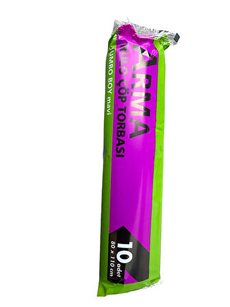 Arma Jumbo Boy 90 Lt. Mavi Çöp Torbası Poşeti - 80 x 110 Cm / 10 Adetlik 25 Rulo / Koli