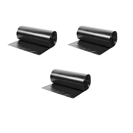 Endüstriyel Jumbo Boy Siyah Çöp Torbası Poşeti - 700 Gr. - 90 Litre - 80 x 110 Cm / 10 Adetlik 3 Rulo