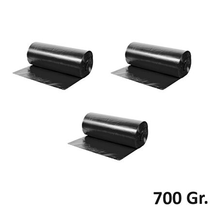 Endüstriyel Jumbo Boy Siyah Çöp Torbası Poşeti - 700 Gr. - 90 Litre - 80 x 110 Cm / 10 Adetlik 3 Rulo