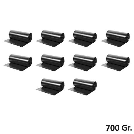 Endüstriyel Jumbo Boy Siyah Çöp Torbası Poşeti - 700 Gr. - 90 Litre - 80 x 110 Cm / 10 Adetlik 10 Rulo
