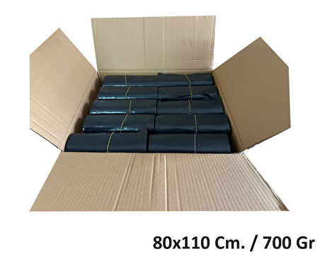 Endüstriyel Jumbo Boy Siyah Çöp Torbası Poşeti - 700 Gr. - 90 Litre - 80 x 110 Cm / 10 Adetlik 10 Rulo