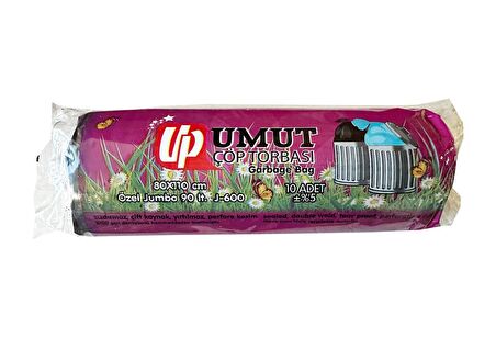 Umut Endüstriyel Jumbo Çöp Torbası Poşeti - 2 Kat - Siyah - 600 Gr. - 80x110 Cm. -10 Adetlik Rulo