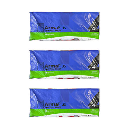 ArmaPlus Takviyeli Kalın Baskılı Beyaz Çanta Poşet Torba - 40x50 Cm. - 50 Adetlik 3 Paket