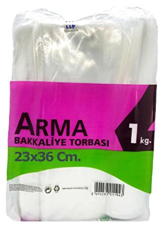 Naksan Arma Şeffaf Naylon 2 lik 23x36 Cm. Bakkaliye Poşeti Torbası - 1 Kg. - Ort. 190 Adet - 3 Paket