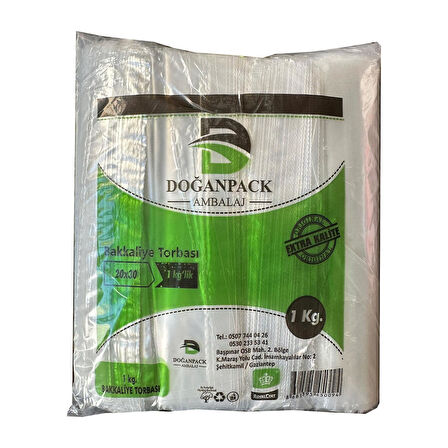 Doğanpack Şeffaf Naylon 1 lik 20x30 Cm. Bakkaliye Poşeti Torbası - 5 Kg. - 5 Paket