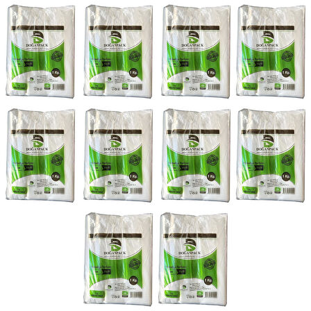 Doğanpack Şeffaf Naylon 2 lik 23x36 Cm. Bakkaliye Poşeti Torbası - 1 Kg. - Ort. 190 Adet - 10 Paket