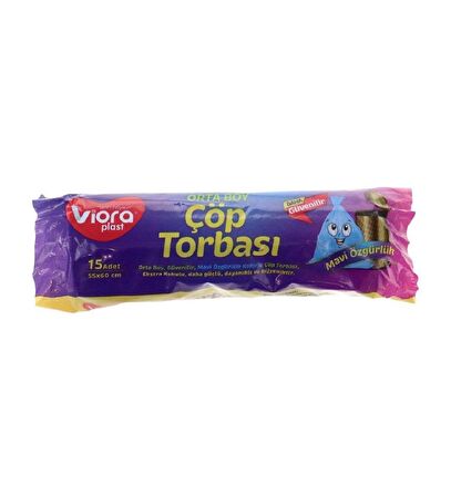 Viora 40 Litre Parfümlü Kokulu Çöp Torbası Poşeti / 55 x 60 Cm. - 15 Adetlik 3 Rulo