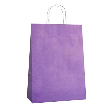 Büküm Saplı Kraft Kağıt Karton Hediyelik Çanta Poşet Torba - Mor - 25x31 cm. - 25 Adetlik 2 Paket