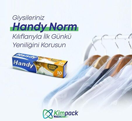 Handy Vakumsuz Şeffaf Giyisi Elbise Ceket Mont Askı Kılıfı Poşeti Torbası - 10 Adetlik 10 Kutu