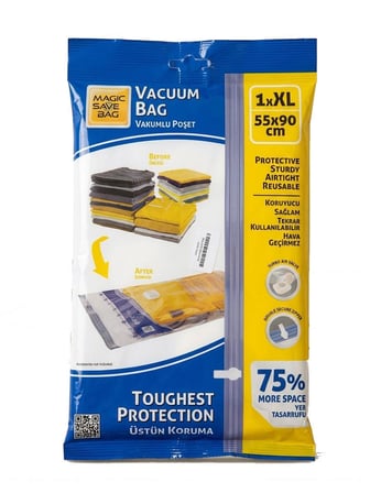 Magic Saver Bag Vakumlu Giyisi Yastık Yorgan Saklama Torbası Poşeti Hurç - XL - 55x90 Cm. -10 Adet