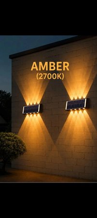 Amber Rengi Güneş Enerjili Led Aplik CT-8010 - Solar Enerjili Bahçe Aydınlatma Turuncu 