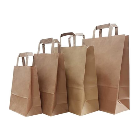 Flat Kraft Kağıt Çanta Karton Hediyelik Poşet Torba - 26x15x28 Cm. - 10 Adetlik 1 Paket