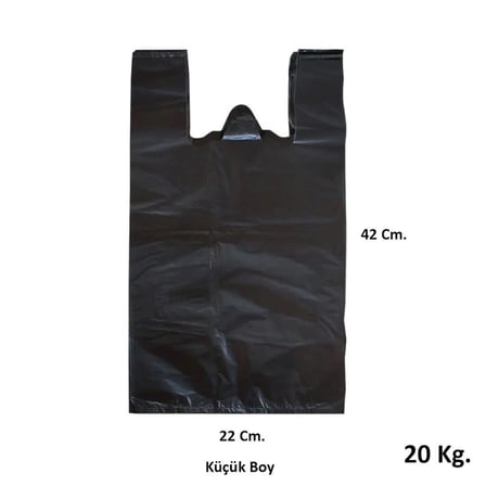 Siyah Dökme Market Poşeti Torbası - Hışır Atlet Poşet - Küçük Boy - 22 x 42 Cm. - 20 Kg.