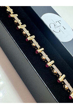 Domino Üçgen Model Çelik Rose Gold Bileklik