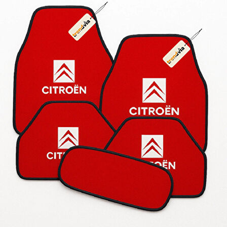 Kırmızı Renk Citroën İçin Özel Tasarım 5’li Oto Halı Paspas Takımı – Kaymaz Zeminli, Kaliteli ve Şık Araba Paspası