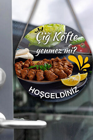Çiğ Köfte Salonu Için Duvar, Kapı, Çift Taraflı Askılı Pano Karşılama Tabelası, Restoran Süs Dekor