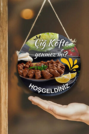 Çiğ Köfte Salonu Için Duvar, Kapı, Çift Taraflı Askılı Pano Karşılama Tabelası, Restoran Süs Dekor