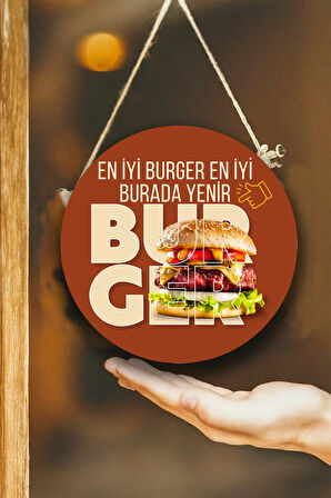 Hamburger Dükkanı Duvar, Kapı, Çift Taraflı Askılı Pano Karşılama Tabelası, Burger Salonu Tablo Süsü