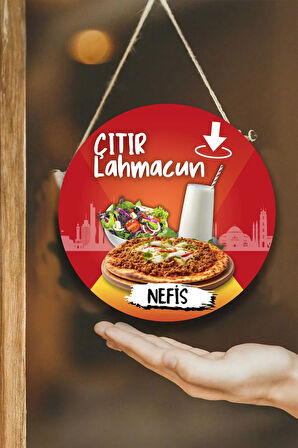 Lahmacun Salonu Için Duvar, Kapı, Çift Taraflı Askılı Pano Karşılama Tabelası, Restoran Süs Dekor