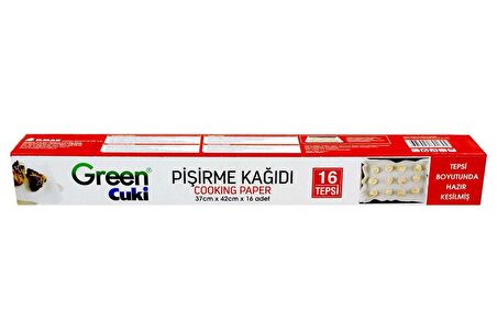 Green Cuki Yağlı Fırın Tepsi Pişirme Kızartma Kağıdı - 37 Cm. x 42 Cm. - Kesimli - 16 Yaprak -5 Kutu