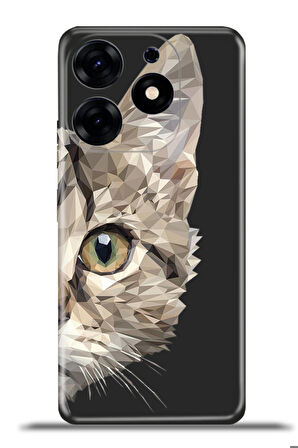 Tecno Spark 10 Pro Esnek Silikon Kamera Koruma 4k Desenli Özel Tasarım - Kedi Prisma