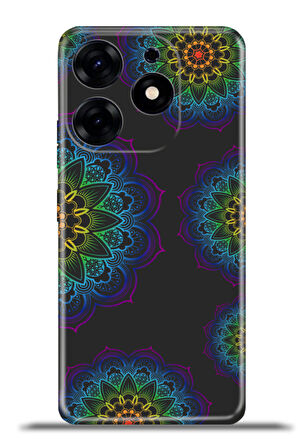 Tecno Spark 10 Pro Esnek Silikon Kamera Koruma 4k Desenli Özel Tasarım - Rainbow Mandala
