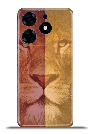 Tecno Spark 10 Pro Esnek Silikon Kamera Koruma 4k Desenli Özel Tasarım - Sarı Kırmızı Aslan
