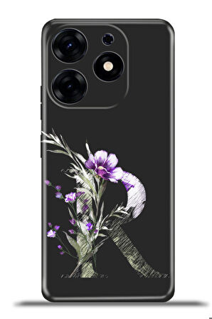Tecno Spark 10 Pro Esnek Silikon Kamera Koruma Kişiye Özel Harfler Flora - R Harfi