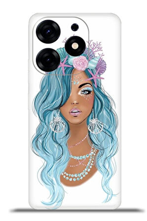 Tecno Spark 10 Pro Esnek Silikon Kamera Koruma 4k Desenli Özel Tasarım - Blue Hair