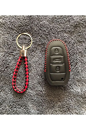 Fiat Doblo 2023+ Deri Anahtar Koruma Kılıfı Ve Örgü Anahtarlık Anahtarsız Çaliştırmaya Uyumludur